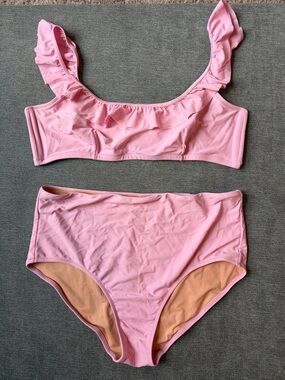 J. Crew Pink Ruffle Two-Piece Bikini Set
